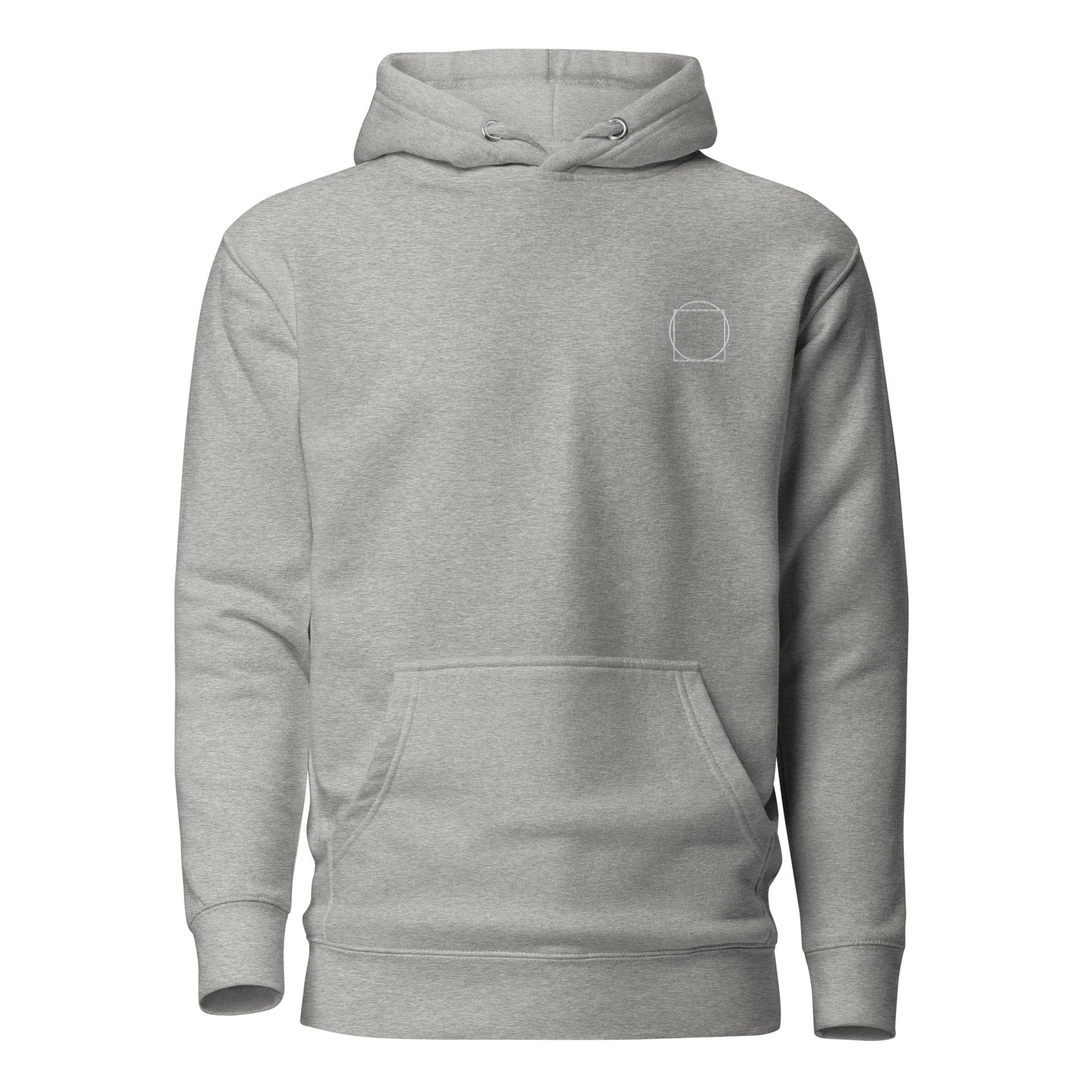 WHITE ON GREY LOGO HOODIE