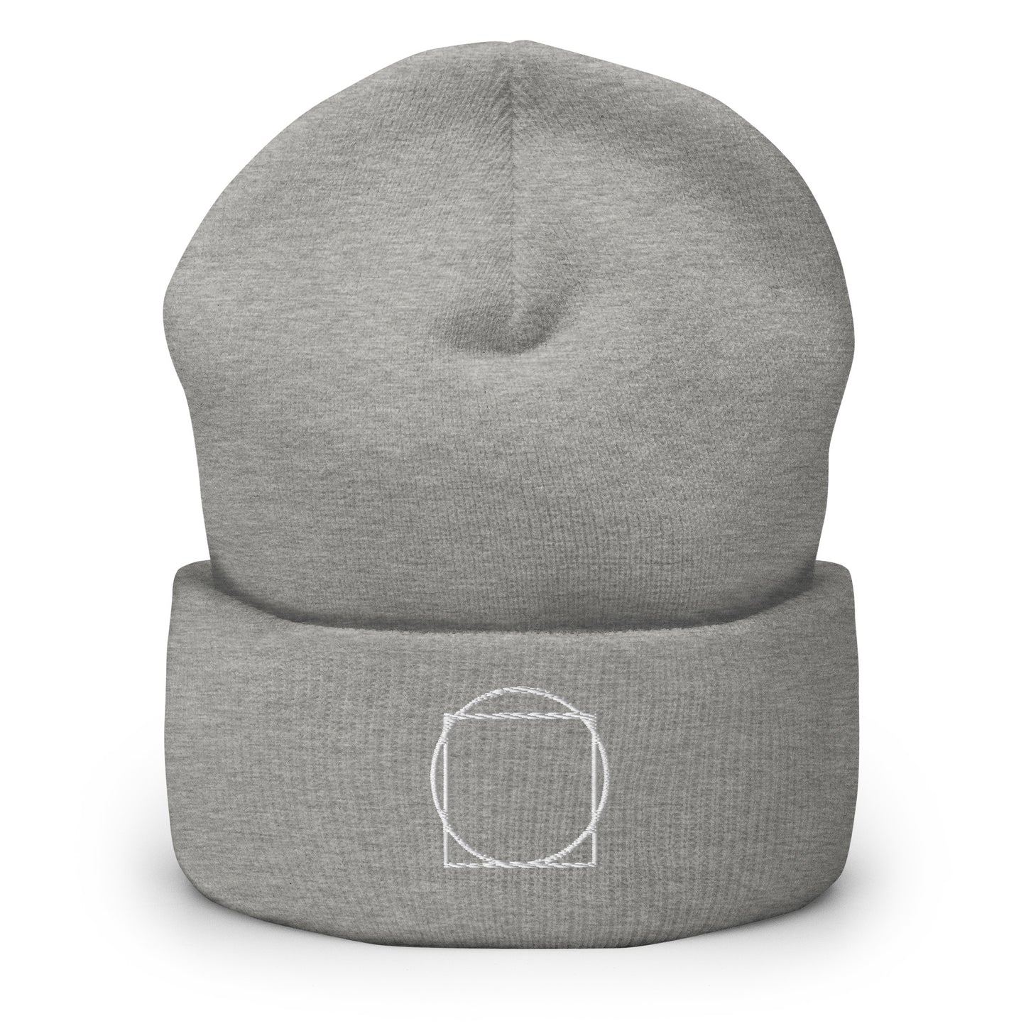 WHITE ON GREY LOGO BEANIE
