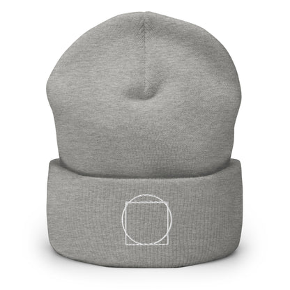 WHITE ON GREY LOGO BEANIE