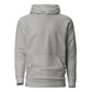 WHITE ON GREY LOGO HOODIE